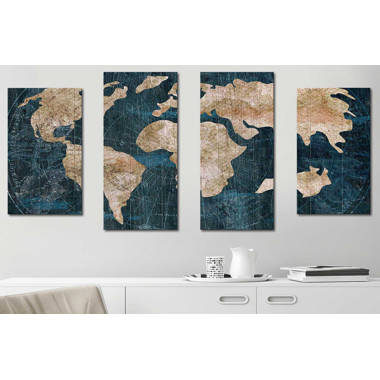 East Urban Home Ancient Map Of The World V - 5 Piece Wrapped 